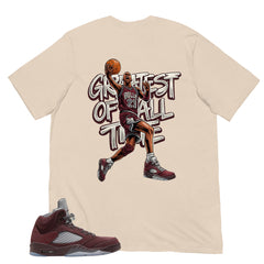 Graphic Tee to Match Air Jordan 5 Burgundy | Greatest Of All Time Shirt | Zadago