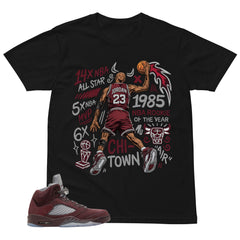 Graphic Tee to Match Air Jordan 5 Burgundy | Jordan 23 All Star Shirt | Zadago