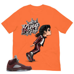 Graphic Tee to Match Air Jordan 5 Burgundy | M.Jackson King Of Pop Shirt | Zadago