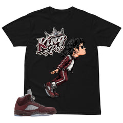 Graphic Tee to Match Air Jordan 5 Burgundy | M.Jackson King Of Pop Shirt | Zadago