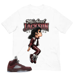 Graphic Tee to Match Air Jordan 5 Burgundy | M.Jackson Tiptoe Shirt | Zadago