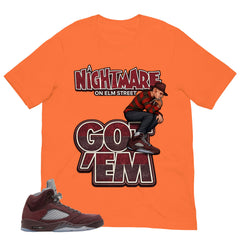 Graphic Tee to Match Air Jordan 5 Burgundy | Nightmare On Elm Street Shirt | Zadago