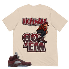 Graphic Tee to Match Air Jordan 5 Burgundy | Nightmare On Elm Street Shirt | Zadago