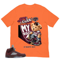 Graphic Tee to Match Air Jordan 5 Burgundy | Skate Boy Shirt | Zadago