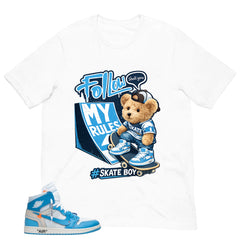 Graphic Tee to Match Air Jordan 1 Off White UNC | Skate Boy Shirt | Zadago
