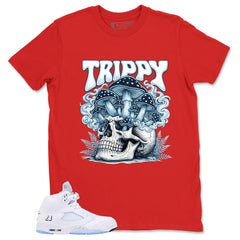 Graphic Tee Trippy Skull Shirt - to Matching Air Jordan 5 White Metallic | Zadago