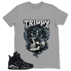 Graphic Tee Trippy Skull Shirt - to Matching Air Jordan 6 Cap and Gown | Zadago