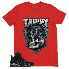 Graphic Tee Trippy Skull Shirt - to Matching Air Jordan 6 Cap and Gown | Zadago