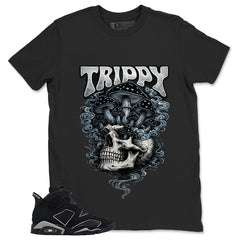 Graphic Tee Trippy Skull Shirt - to Matching Air Jordan 6 Cap and Gown | Zadago
