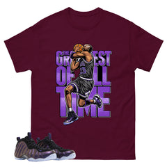 Greatest Of All Time Graphic Tee, Shirt to Match Air Foamposite One Eggplant, Air Foamposite Unisex Purple Shirt
