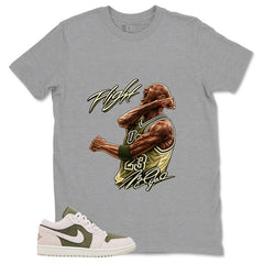 Green Medium Olive 1s Zadago Shirt Flight Victory MJ Graphic