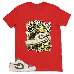 Green Medium Olive 1s Zadago Shirt Kream Kicks Graphic