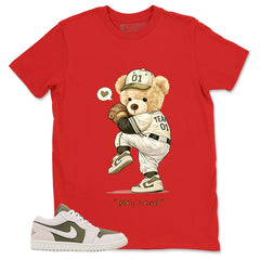 Green Medium Olive 1s Zadago Shirt Play Hard Bear Graphic