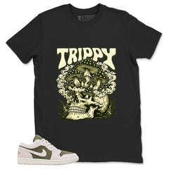 Green Medium Olive 1s Zadago Shirt Trippy Skull Graphic