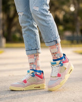 Guava Ice Socks ā Union LA x Air Jordan 4 Retro Inspired Mid-Calf Unisex Crew Socks