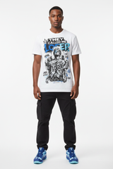 Male model wearing They Called Me Loser graphic tee with Nike Zoom Kobe 5 Protro X-Ray sneakers