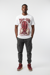 Male model wearing Drip To Hard Graphic Tee with Air Jordan 3 Bin23