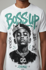 Boss Up Graphic Tee - zoomed chest print mockup