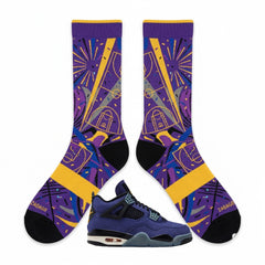 Lakers Socks – Air Jordan 4 Inspired Mid-Calf Unisex Crew Socks