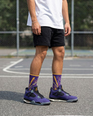 Lakers Socks – Air Jordan 4 Inspired Mid-Calf Unisex Crew Socks