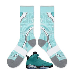 Light Aqua Socks – Air Jordan 6 Retro Inspired Mid-Calf Unisex Crew Socks