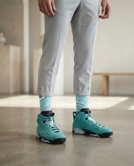 Light Aqua Socks – Air Jordan 6 Retro Inspired Mid-Calf Unisex Crew Socks