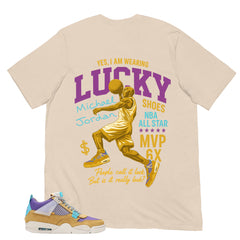 Lucky Shoes MJ Shirt - Match Union LA x Air Jordan 4 Desert Moss