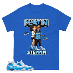 Martin Steppin Graphic Tee, Shirt to Match Air Foamposite Pro University Blue, Air Foamposite Unisex Blue Shirt