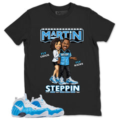 Martin Steppin Graphic Tee, Shirt to Match Air Foamposite Pro University Blue, Air Foamposite Unisex Blue Shirt