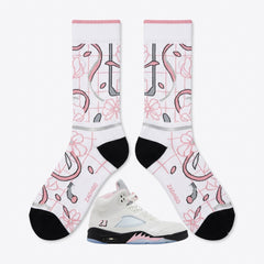 Medium Soft Pink Socks – Air Jordan 5 Inspired Mid-Calf Unisex Crew Socks