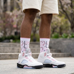 Medium Soft Pink Socks – Air Jordan 5 Inspired Mid-Calf Unisex Crew Socks