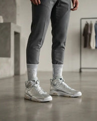 Metallic Silver Socks – Air Jordan 6 x Paris Saint-Germain Inspired Mid-Calf Unisex Crew Socks