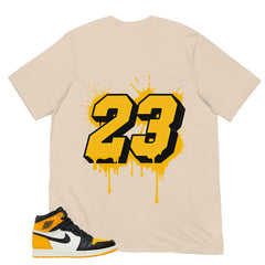 Number 23 Dripping Shirt - Match Air Jordan 1 Yellow Toe