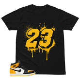 Number 23 Dripping Shirt - Match Air Jordan 1 Yellow Toe