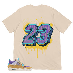 Number 23 Dripping Shirt - Match Union LA x Air Jordan 4 Desert Moss