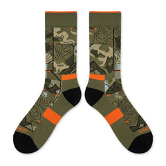 Olive Socks – Air Jordan 5 Inspired Mid-Calf Unisex Crew Socks