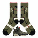 Olive Socks ā Travis Scott x Air Jordan 6 Retro Inspired Mid-Calf Unisex Crew Socks