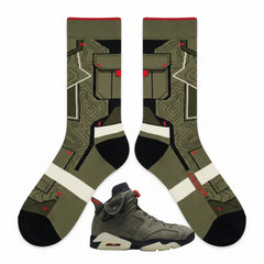 Olive Socks – Travis Scott x Air Jordan 6 Retro Inspired Mid-Calf Unisex Crew Socks