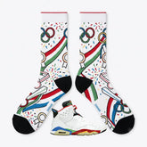 Olympic Sneaker Match Socks ā Air Jordan 6 Retro 2008 Inspired Mid-Calf Crew Socks