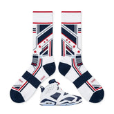 Olympic Socks ā Air Jordan 6 Retro 2024 Inspired Mid-Calf Unisex Crew Socks