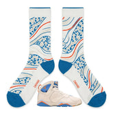 Pacific Blue Sneaker Match Socks ā Air Jordan 7 Retro Inspired Mid-Calf Crew Socks