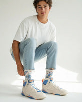 Pacific Blue Sneaker Match Socks ā Air Jordan 7 Retro Inspired Mid-Calf Crew Socks