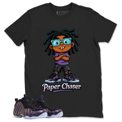 Paper Chaser Graphic Tee, Shirt to Match Air Foamposite One Eggplant, Air Foamposite Unisex Purple Shirt