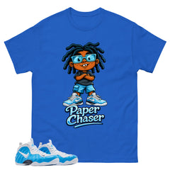 Paper Chaser Graphic Tee, Shirt to Match Air Foamposite Pro University Blue, Air Foamposite Unisex Blue Shirt