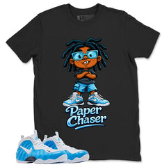 Paper Chaser Graphic Tee, Shirt to Match Air Foamposite Pro University Blue, Air Foamposite Unisex Blue Shirt