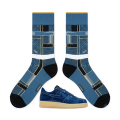 Patent Denim Socks – Air Force 1 Low Inspired Mid-Calf Unisex Crew Socks