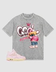 Pink Iced Carmine 4s Zadago Washed T-shirt Cool Boy Graphic