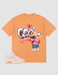 Pink Iced Carmine 4s Zadago Washed T-shirt Cool Boy Graphic