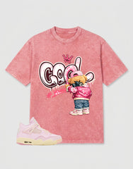 Pink Iced Carmine 4s Zadago Washed T-shirt Cool Boy Graphic