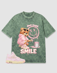 Pink Iced Carmine 4s Zadago Washed T-shirt Don't Forget Smile Graphic